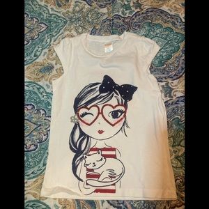 - Gymboree girl white tee red white blue detail 5